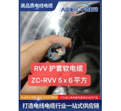 RVV 護套軟電纜ZC-RVV5x6平方